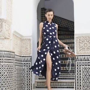 Banana Republic sleeveless polka dot maxi dress